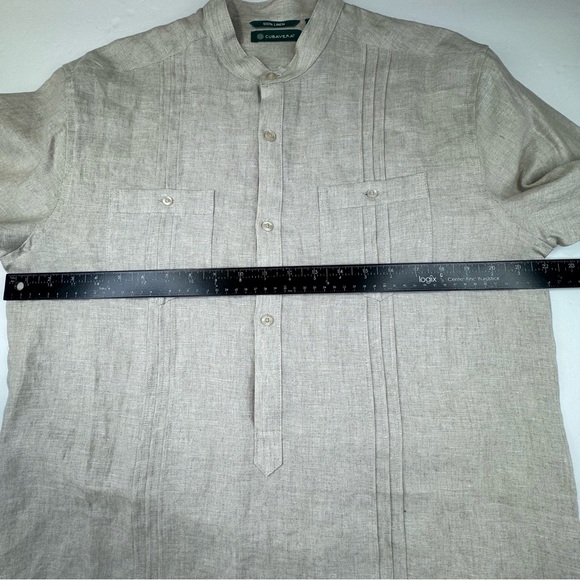 Cubavera Shirt Men Medium Off White 100%‎ Linen Classic Solid Relax Beach Summer - Picture 9 of 14